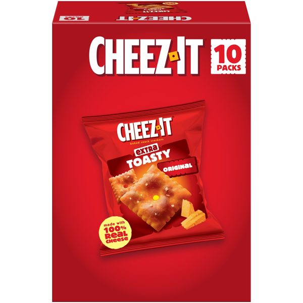Cheez-It Extra Toasty Baked Snack Crackers, Lunch Snacks, 10 Count