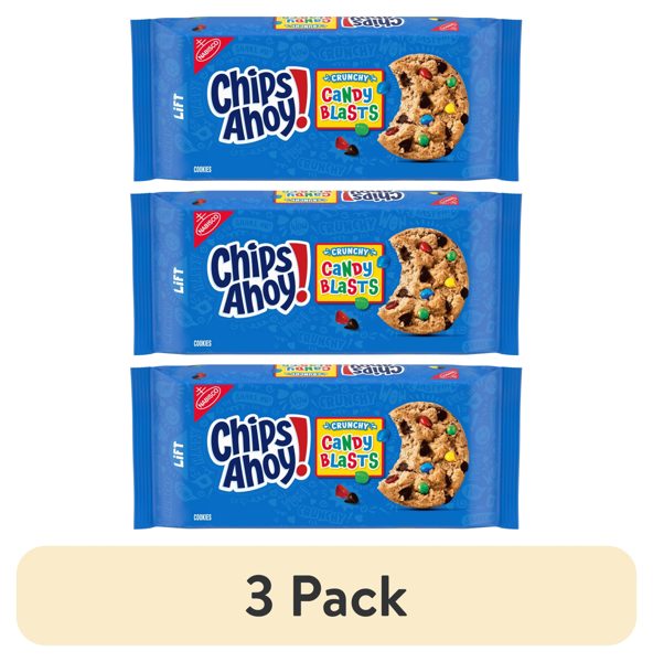 (3 pack) CHIPS AHOY! Crunchy Candy Blasts Fudgy Chocolate Chip Cookies, 12.4 oz