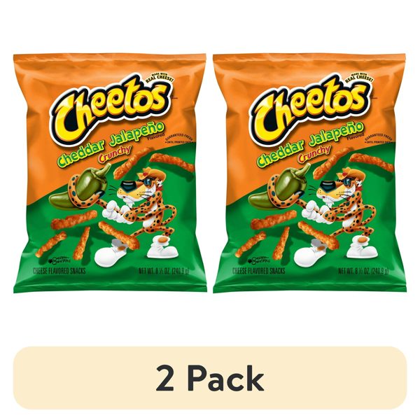 (2 pack) Cheetos Crunchy Cheddar Jalapeno Cheese Puff Chips, 8.5 oz Bag