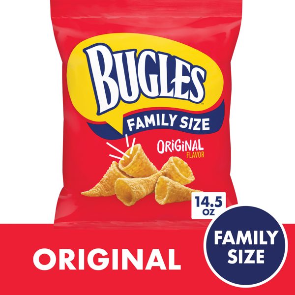 Bugles Original Crispy Corn Snacks, Family Size, Corn Chips, 14.5 oz