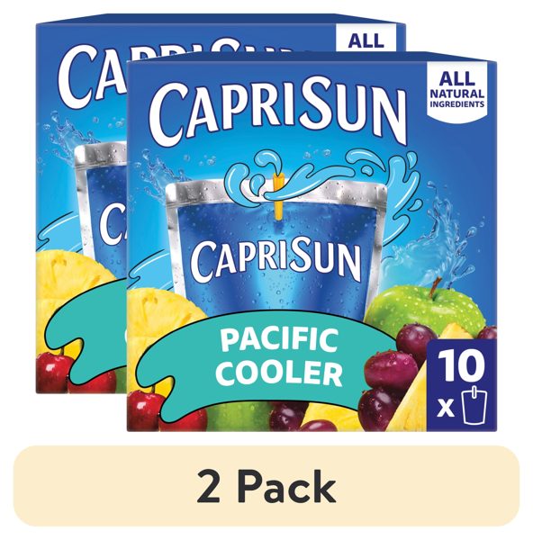 (2 pack) Capri Sun Flavored with Other Natural Flavor Juice Drink Blend, 10 Pouches, for School Lunches and On-the-Go Hydration, Pacific Cooler, All Natural Ingredients, 6 fl oz