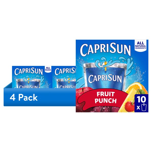 (4 pack) Capri Sun Fruit Punch Flavored with other natural flavor Juice Drink Blend, 10 ct Box, 6 fl oz Pouches