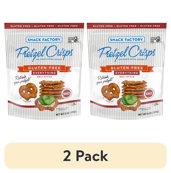 (2 pack) Snack Factory Pretzel Crisps, Gluten Free Everything Flavor, 5 oz