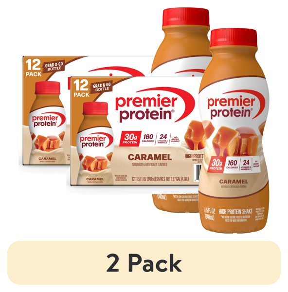 (2 pack) Premier Protein Shake, Caramel, 30g Protein, 11.5 Fl Oz, 12 Ct