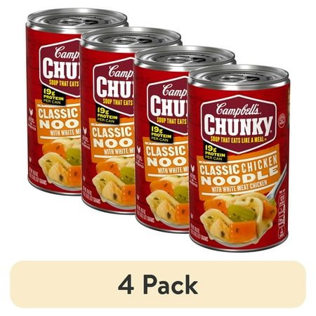 (4 pack) Campbell's Chunky Classic Chicken Noodle Soup, 18.6 oz Can