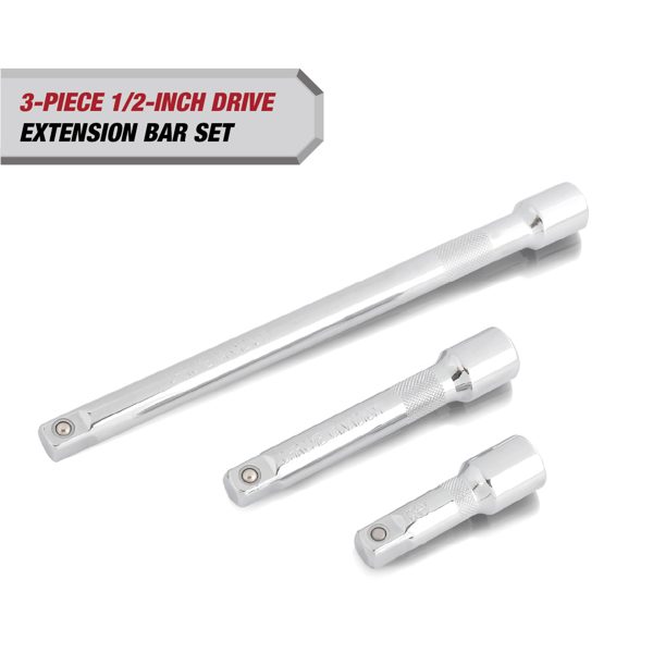 Hyper Tough 1/2-inch Drive Extension Bar Set, 3, 5, & 10-inch