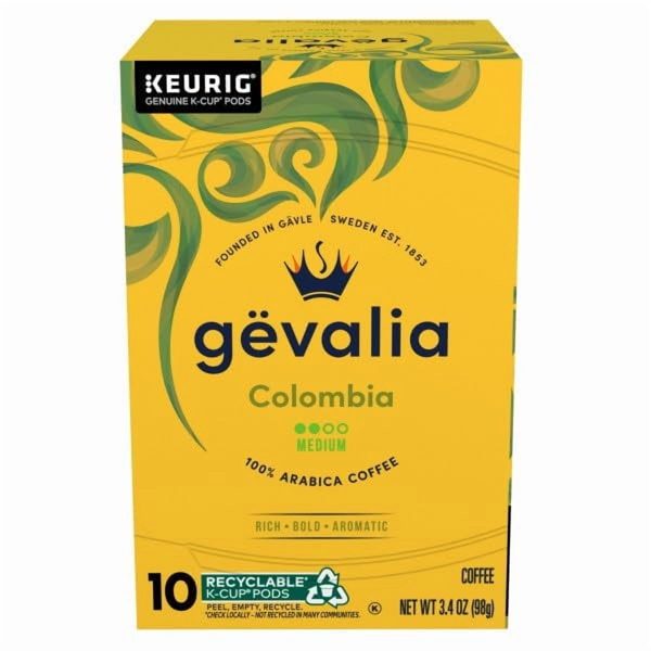 Gevalia Colombia Medium Roast K-Cup Coffee Pods, 10 CT