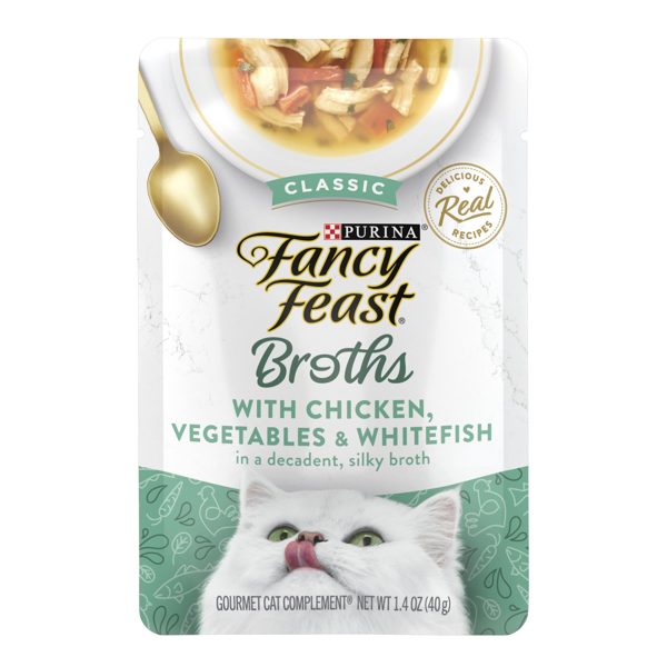 Purina Fancy Feast Classic Chicken, Whitefish, & Vegetables Broth for Cats, 1.4 oz Pouch