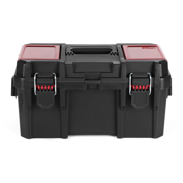 Hyper Tough 16 in Heavy-Duty Resin Toolbox with Small Parts Organizer and Reinforced Padlock Tabs