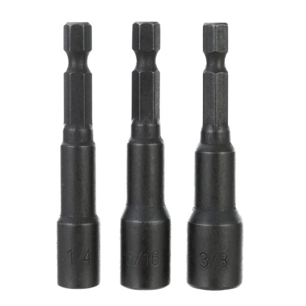 Hyper Tough 3-Pack Magnetic Impact-Rated Nut Drivers, Hex Shank