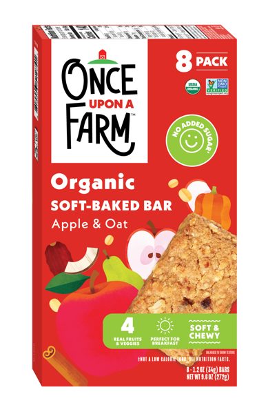 Once Upon a Farm Organic Soft Baked Kids' Snack Bars, Apple & Oat, 8ct