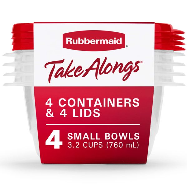Rubbermaid TakeAlongs Food Storage Containers 3.2 cup Bowls 4-Pack