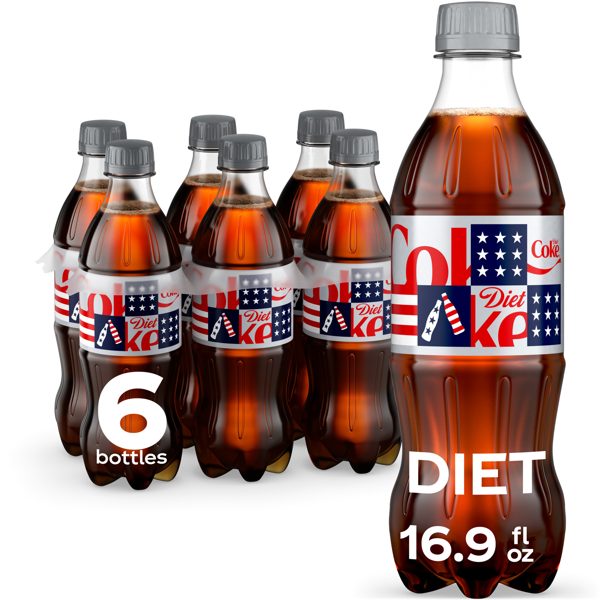 Diet Coke Soda Pop Bottles, 16.9 fl oz, 6 Pack