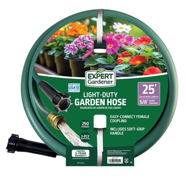 Expert Gardener Light Duty Garden Hose, 5/8 in x 25 ft