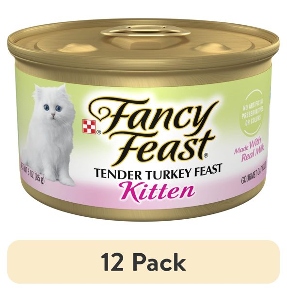 (12 pack) Purina Fancy Feast Kitten Food, Wet Cat Food, Tender Turkey Feast, 3 oz Can