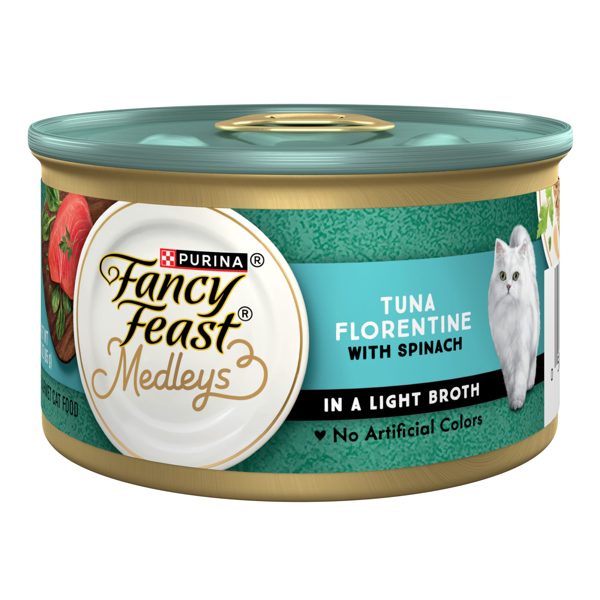 Purina Fancy Feast Medleys Tuna Florentine with Spinach in a Light Broth Gourmet Wet Cat Food, 3 oz.