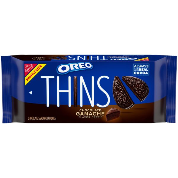 OREO Thins Chocolate Ganache Creme Chocolate Sandwich Cookies, Family Size, 12.33 oz