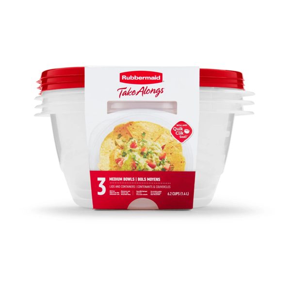 Rubbermaid TakeAlongs 6.2-cup Round Food Storage Containers, Ruby Red, 3 pack