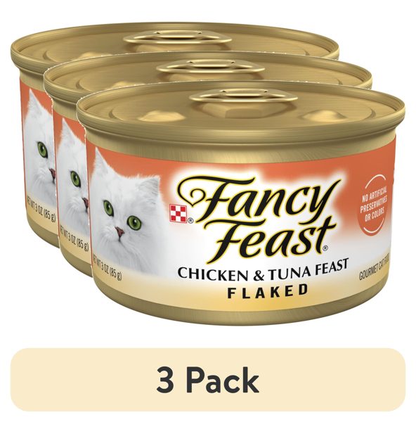 (3 pack) Purina Fancy Feast Flaked Kitten Food, Wet Cat Food, Chicken & Tuna Feast, 3 oz Can