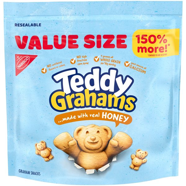 TEDDY GRAHAMS Honey Graham Snacks, Value Size, Kids Snacks, 25 oz