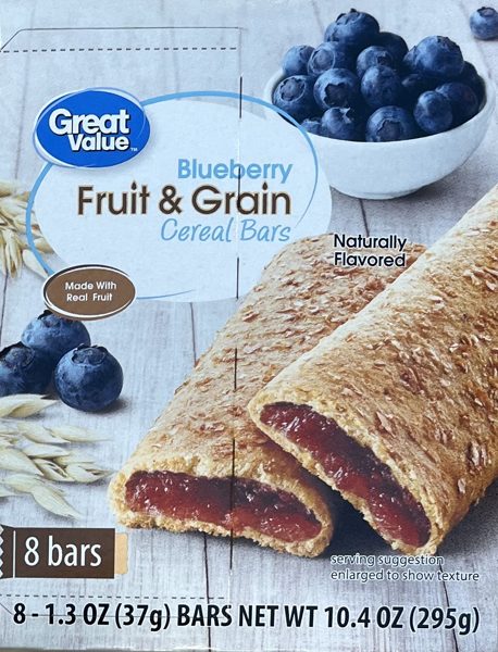 Great Value Fruit and Grain Bars Blueberry, 1.3 oz, 8 Count