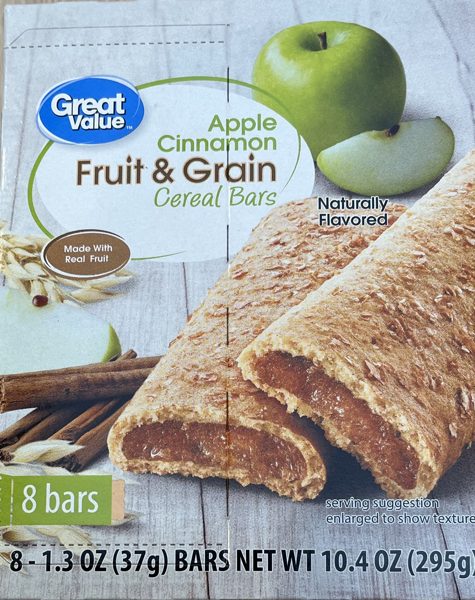 Great Value Fruit and Grain Bars Apple Cinnamon, 1.3 oz, 8 Count