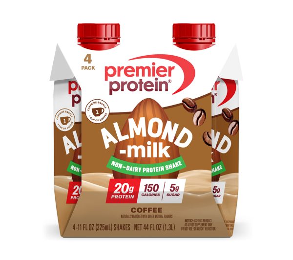 Premier Protein Almond Milk Shake, Coffee, 20g Protein, 11 Fl Oz, 4 Ct