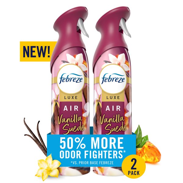Febreze Air Mist Luxe Air Freshener Spray, Vanilla Suede, 8.1oz, 2 Count