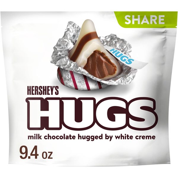 Hershey's Hugs Milk Chocolate Candy Hugged by White Creme, Share Pack