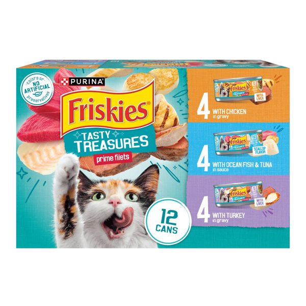 Friskies Gravy Tasty Treasures Prime Filets, Wet Cat Food, 5.5 oz Cans, 12 Pack