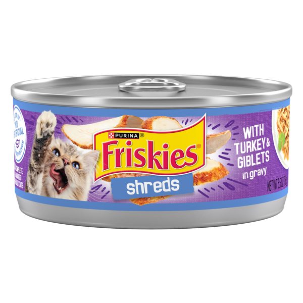 Purina Friskies Shreds Gravy, Turkey and Giblets, Wet Cat Food, 5.5 oz Can