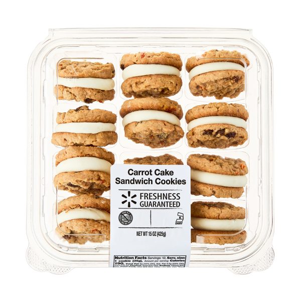 Freshness Guaranteed Carrot Cake Sandwich Cookies with Cream Cheese Icing, 12 Count, Shelf Stable