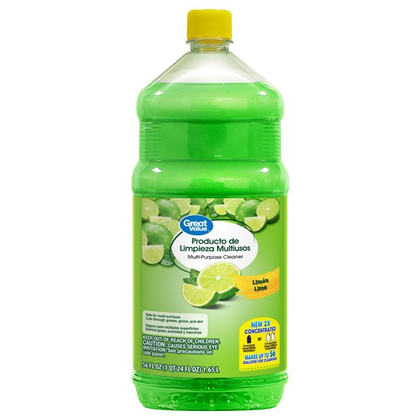 Great Value Multi-Purpose Cleaner & Floor Cleaner 2x Concentrated, Lemon, 56 fl oz