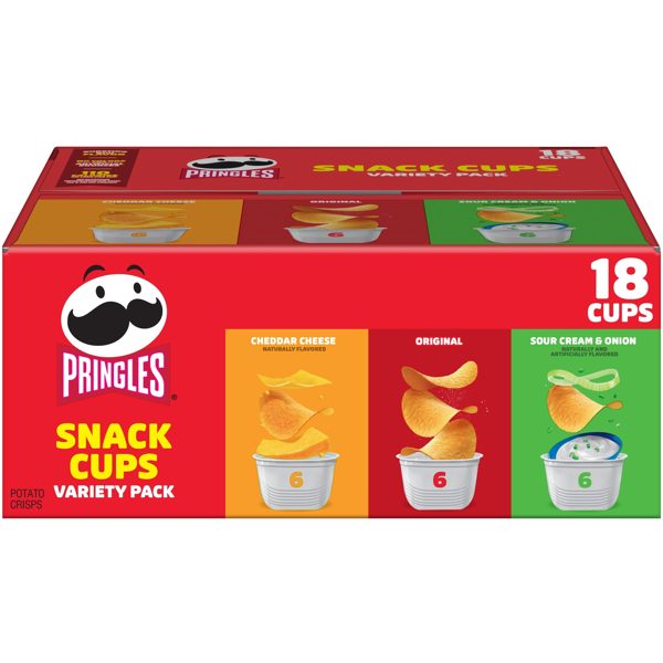 Pringles Variety Pack Potato Crisps Chips, Lunch Snacks, 18 Count