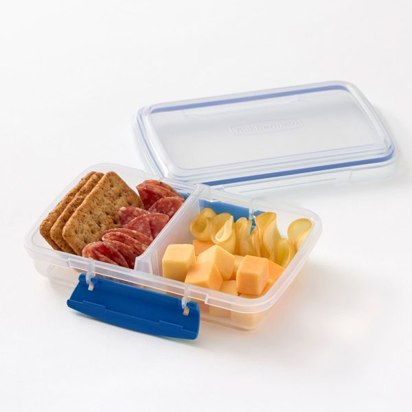 Rubbermaid Pack & Go 1.46cups/ 0.37quarts Small Divided Snack Container, Meal Prep Container, with Two-Compartment Design