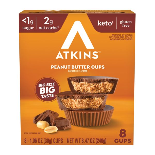 Atkins Keto Peanut Butter Cups, Gluten Free, 1.06 oz, 8 Count