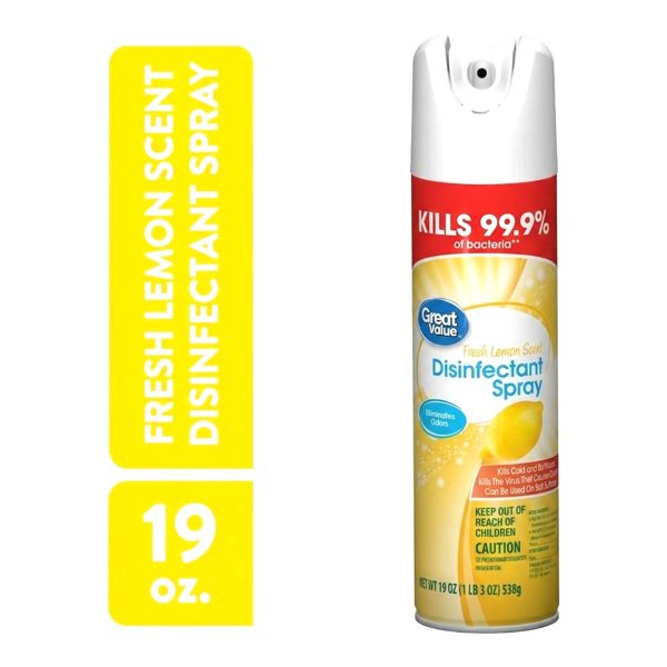 Great Value Disinfectant Spray, Fresh Lemon Scent, 19 oz