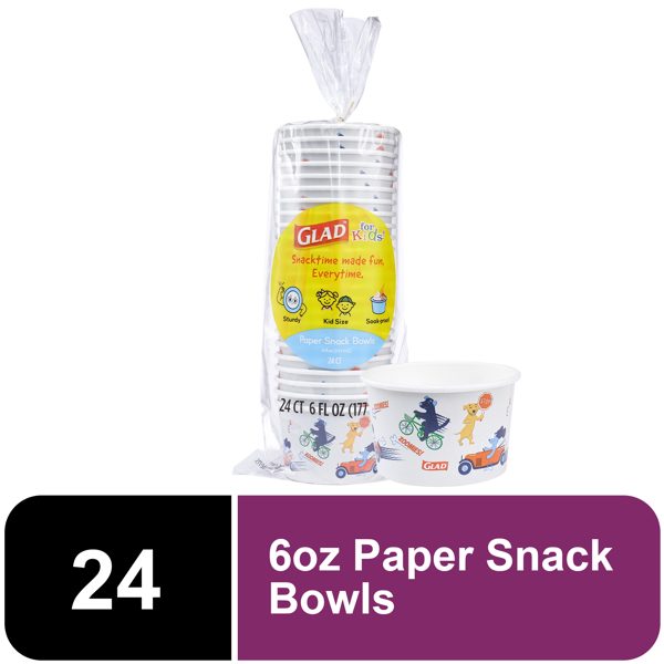 Glad For Kids 6oz Zoomie Dogs Paper Snack Bowls - 24 Ct