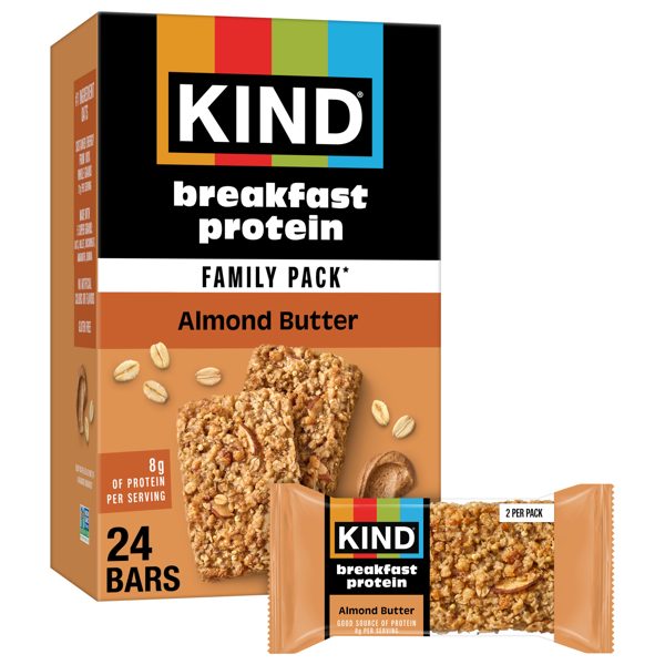 KIND Breakfast Protein Bars, Almond Butter, Gluten Free, 8g Protein, 1.76 oz, 12 Packs