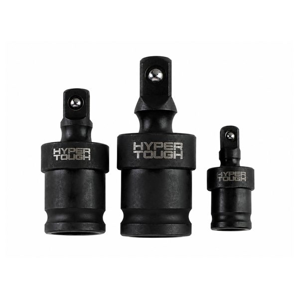 Hyper Tough Impact Swivel Joint Adapter Set, 1/4", 3/8" & 1/2" Drive, 3-Piece Socket Adapter Kit