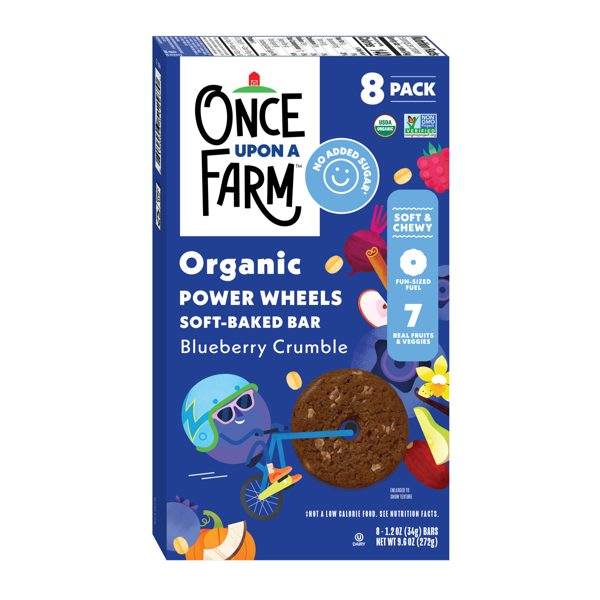 Once Upon a Farm Organic Power Wheel Kids' Snack Bars, Blueberry Crumble, 8ct