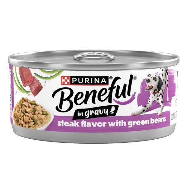 Purina Beneful Steak Flavor with Green Beans in Gravy Wet Dog Food, 5.5 oz, 12 Pack