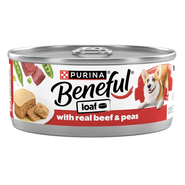 Purina Beneful Loaf With Beef and Peas Wet Dog Food, 5.5 oz, 12 Pack