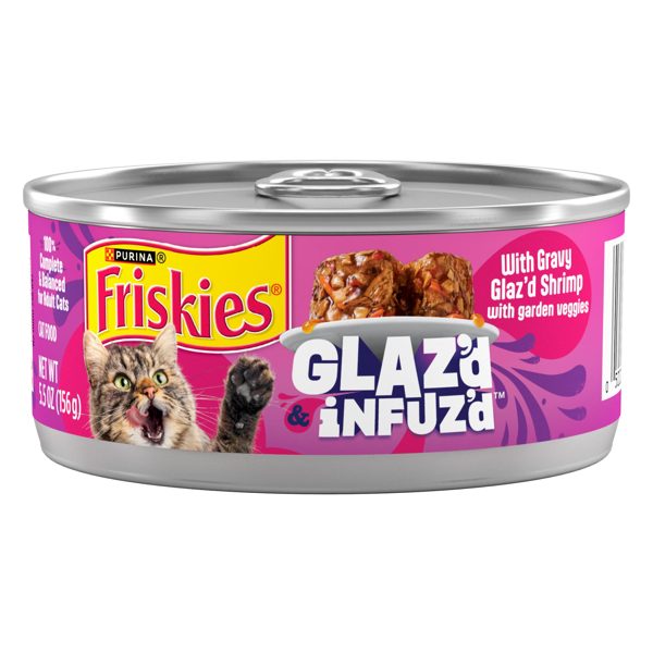 Purina Friskies Glaz’d and Infuz’d Shrimp Flavor Wet Cat Food, 5.5 oz Can