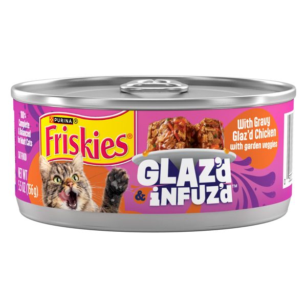 Purina Friskies Glaz’d & Infuz’d Chicken Flavor Wet Cat Food, 5.5 oz Can