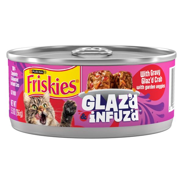 Purina Friskies Glaz’d and Infuz’d Crab Flavor Wet Cat Food, 5.5 oz Can