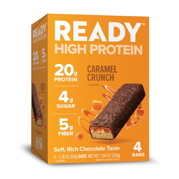Ready High Protein Bar, 20g Caramel Crunch, 4 Count
