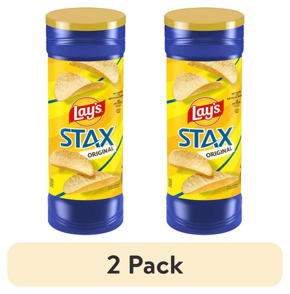 (2 pack) Lay's Stax Original Potato Chips, 5.75 oz, Plastic Canister