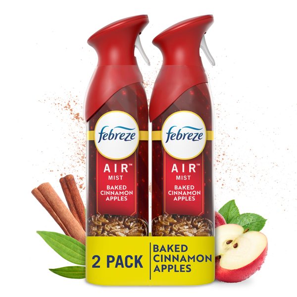 Febreze Air Freshener Spray, Baked Cinnamon Apple Scent, 8.1oz, 2 Count