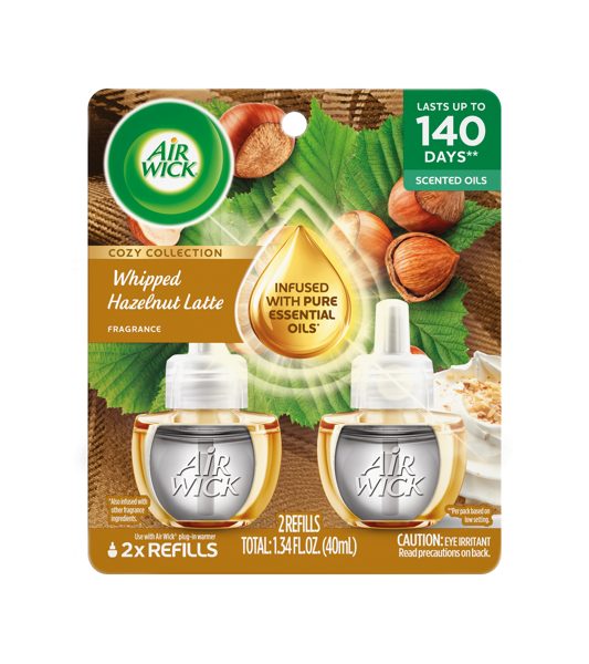 Air Wick Plug-In Fall Scented Oil Warmer Air Freshener Refills, Hazelnut Latte, 2 Count